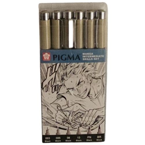 סט 6 טושים פיגמה PIGMA Manga Intermediate כולל BR ו PN