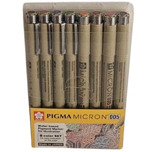 סט 8 טושים צבעוניים פיגמה (005) PIGMA Micron 