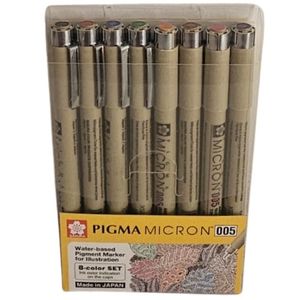 סט 8 טושים צבעוניים פיגמה (005) PIGMA Micron 