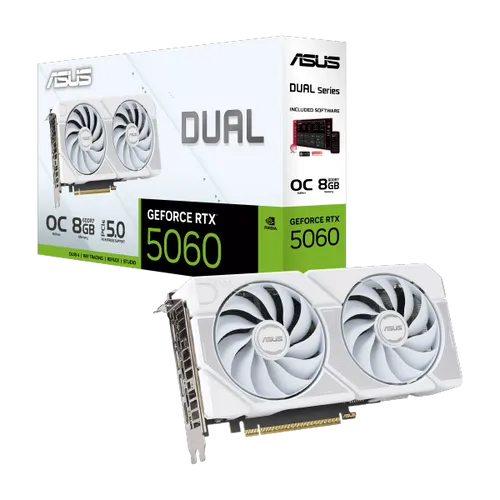 כרטיס מסך ASUS Dual GeForce RTX 5060 White OC Edition 8GB GDDR7