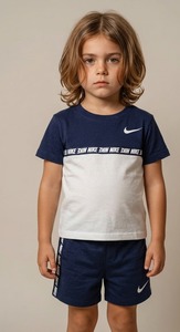 חליפת NIKE מקורית לילדים - סט קיץ כחול-לבן