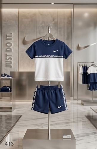 חליפת NIKE מקורית לילדים - סט קיץ כחול-לבן
