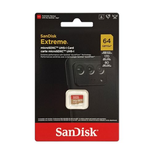 כרטיס זיכרון Sandisk Extreme Micro SDXC 64GB SDSQXA2-064G