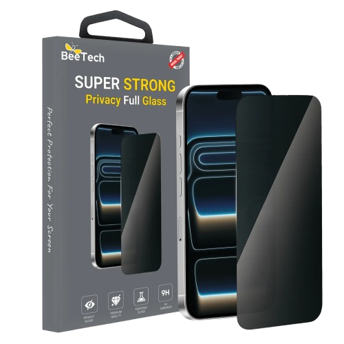 מגן מסך זכוכית מלאה BeeTech Privacy Super Strong ל- iPhone 13/13 Pro/14