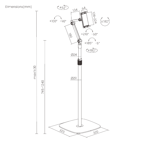 מעמד לטבלט PAD39-04 WHITE 