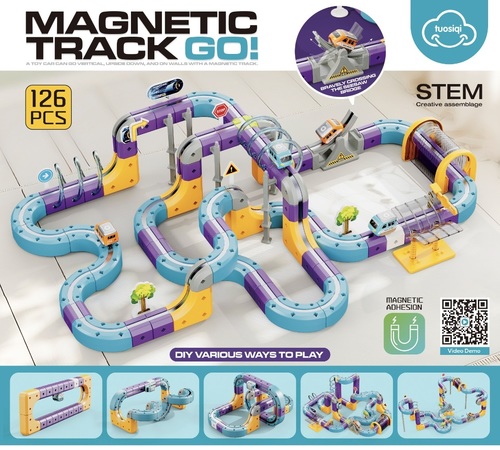 מסלול רכבת מגנטי 128 חלקים Magnetic Track Go  