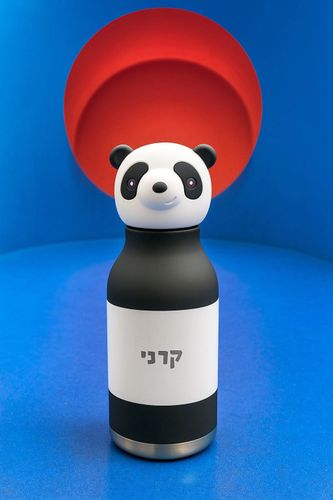 בקבוק תרמי נירוסטה בצורת חיות עם קש סיליקון - 460 מ