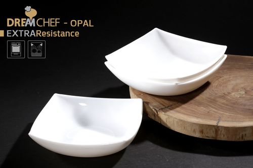 צלחת OPAL מרובעת בגוון לבן