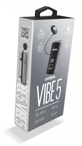 אוזניית קליפס CORAL VIBE 5 עם Bluetooth 5.4 וחוט נגלל