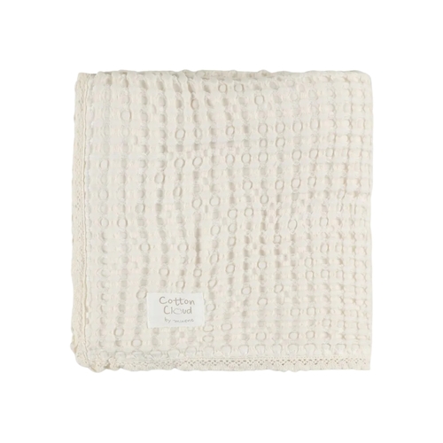 שמיכת פיקה גדולה 100*150 Cotton Cloud בצבע שמנת