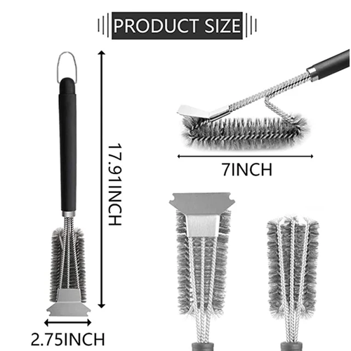 מברשת שערות ברזל מקצועית Gorilla Grill לניקוי גריל - עם מגרדת עליונה וידית ארגונומית לניקוי יסודי של רשתות גריל