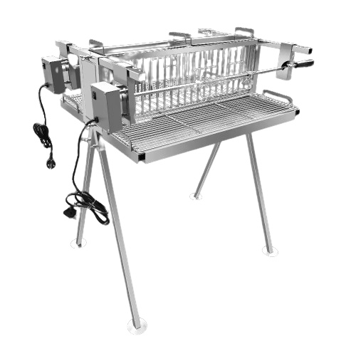 גריל שיפודים קפריסאי כפול Gorilla Grill מנירוסטה - מעמד נייד עם מנועי רוטיסרי עוצמתיים לצלייה מושלמת בבית ובטבע