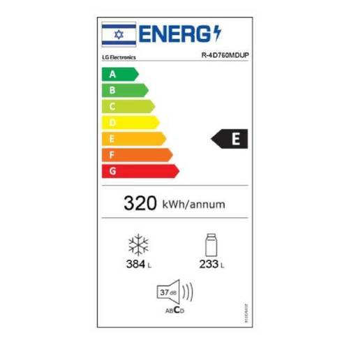 מקרר 4 דלתות 617 ליטר LG R-4D760MDUP Mood UP תאורה מחליפה גוונים ! אל ג'י