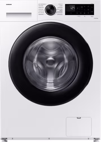 מכונת כביסה Samsung WW11DG5B25AE לבנה עם דלת שחורה יוקרתית בנפח 11 ק