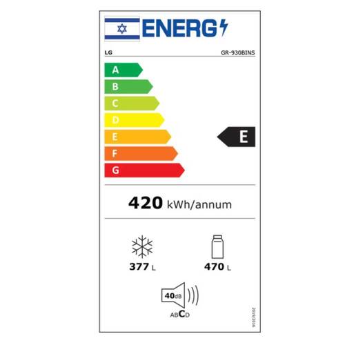מקרר 4 דלתות 842 ליטר LG GR-930BINS נירוסטה מושחרת אל ג'י