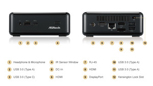 מחשב NUC זעיר Beebox רק 11 ס"מ על 500 גרם, מעבד אינטל 4 ליבות, WIFI+BT, זוג יציאות HDMI 4K וחלונות 10 אסרוק