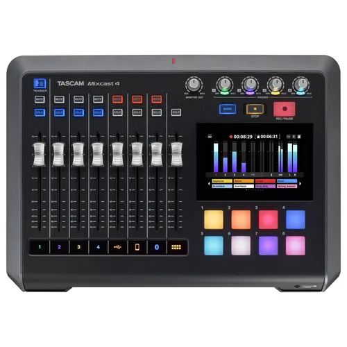 מקליט אודיו 4 ערוצים לפודקאסט Tascam Mixcast 4