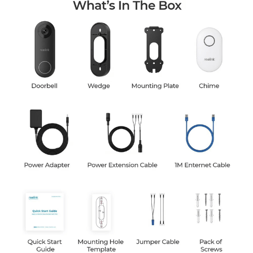 פעמון דלת חכם Reolink Video Doorbell Wi-Fi 2K