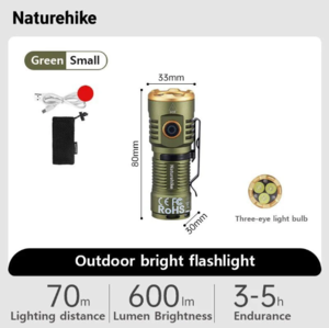 פנס יד נטען מקצועי 600 LUMINS מאיר למרחק 70 מ' NATUREHIKE LEATHERMAN