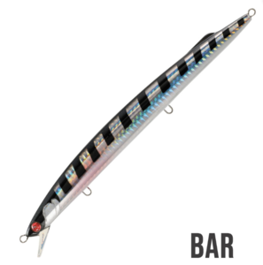 דמוי דג Seaspin Mommotti 190 K - דמוי Long Jerk שוקע 35 גרם - צבע BAR כולל 3 משולשות BKK
