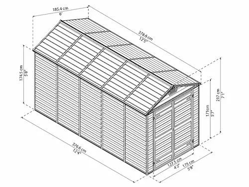 מחסן גינה Skylight 1.90x3.80 אפור -הובלה חינם 703224