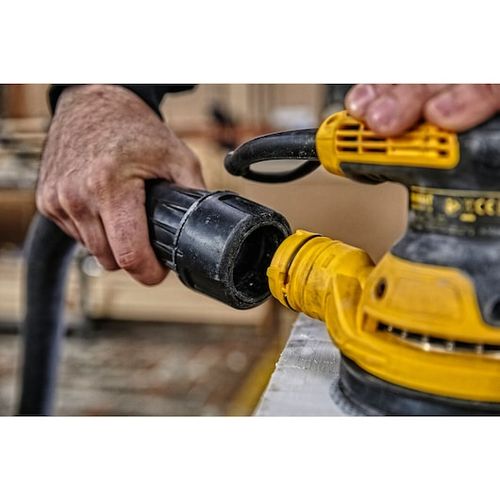 מלטשת אקצנטרית DeWALT DWE6423 5 אינץ' בצבע צהוב ושחור מהירות משתנה גומי overmold כיס אבק Hook and Loop