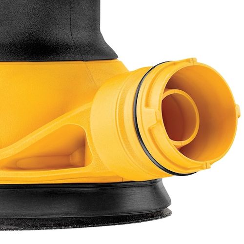 מלטשת אקצנטרית DeWALT DWE6423 5 אינץ' בצבע צהוב ושחור מהירות משתנה גומי overmold כיס אבק Hook and Loop