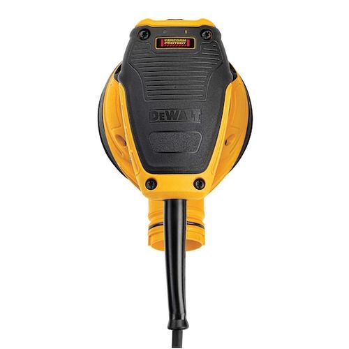 מלטשת אקצנטרית DeWALT DWE6423 5 אינץ' בצבע צהוב ושחור מהירות משתנה גומי overmold כיס אבק Hook and Loop