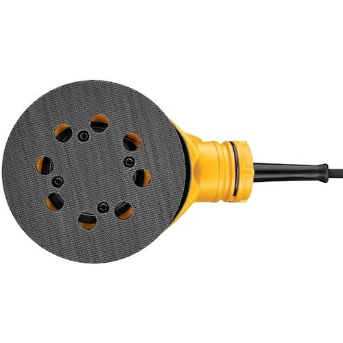 מלטשת אקצנטרית DeWALT DWE6423 5 אינץ' בצבע צהוב ושחור מהירות משתנה גומי overmold כיס אבק Hook and Loop