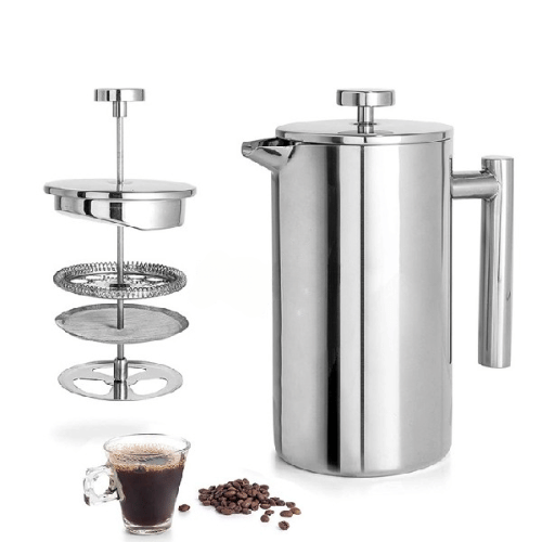 פרנץ' פרס נירוסטה דופן כפולה 1 ליטר זהב French Press