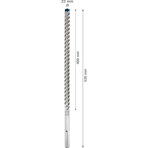 מקדח EXPERT SDS max-8X קוטר 22MM אורך כללי 520MM מבית BOSCH