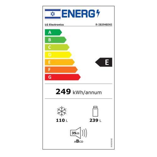 מקרר מקפיא תחתון 349 ליטר LG R-2B394BINS נירוסטה מושחרת אל ג'י