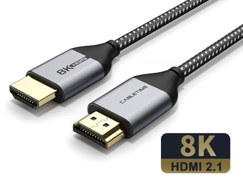 כבל מטר 1 Cabletime  8K Slim HDMI 2.1 Cable HDMI TO HDMI   