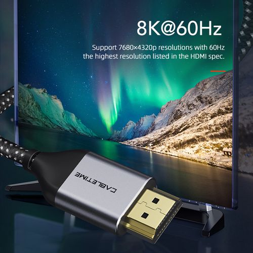 כבל מטר 1 Cabletime  8K Slim HDMI 2.1 Cable HDMI TO HDMI   