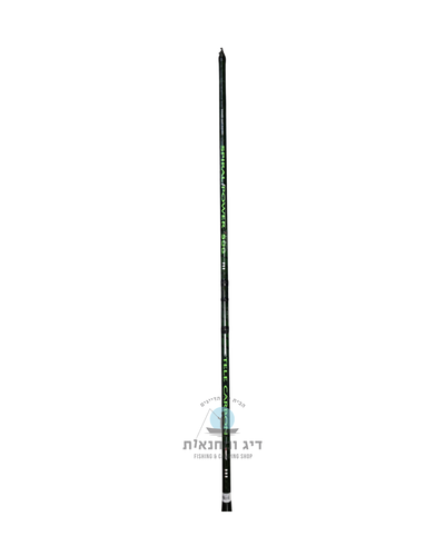 חכת בולונז קרבון 5 מטר דגם Siweida Spiral Power עם טבעות בצבע ירוק כהה, לדיג מקצועי בים ובכנרת.