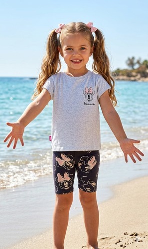 סט Disney לבנות חולצת טי וטייץ קצר Minnie Mouse