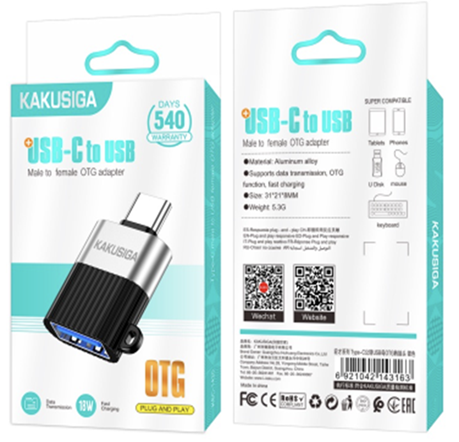 מתאם Kakusiga KSC-1420 Type-C to USB OTG Adapter