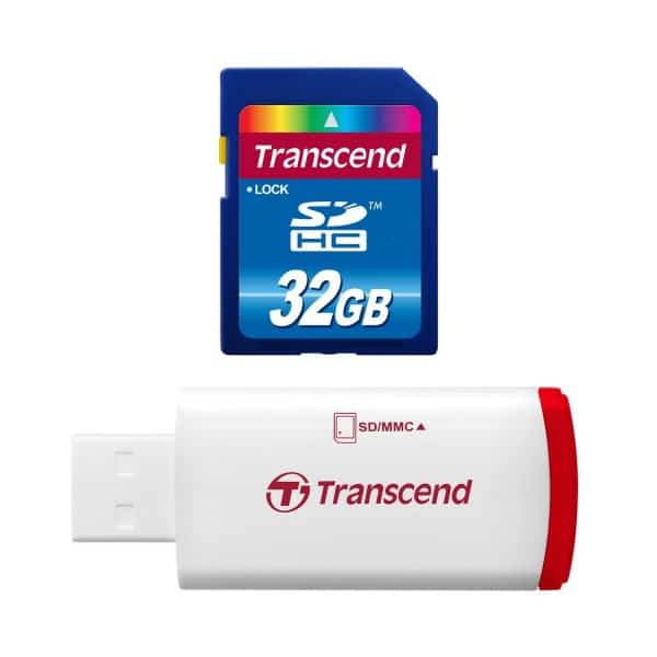 קורא כרטיסים עם כרטיס זיכרון Transcend SDHC 32GB Class10