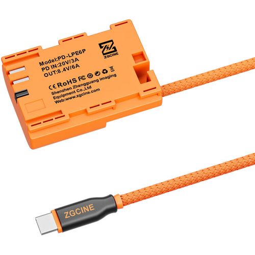 כבל סוללת דמה USB-C ל- ZGCINE Canon LP-E6P