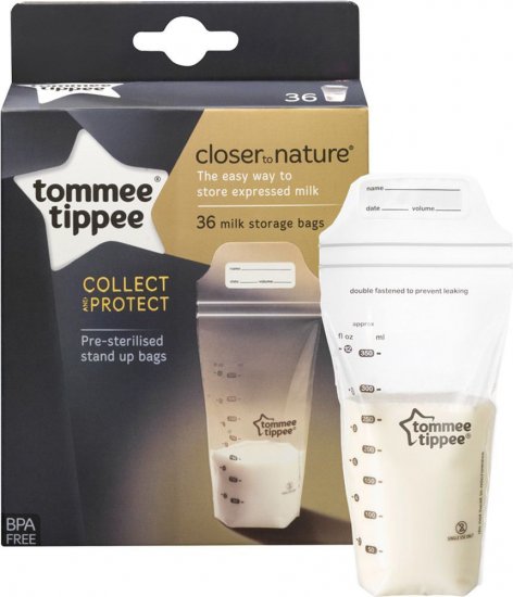 שקיות לאחסון והקפאת חלב אם 350 מ"ל 36 יחידות Tommee Tippee