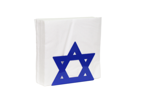 מתקן מתכת למפיות דגם 'חוגגים כחול לבן'