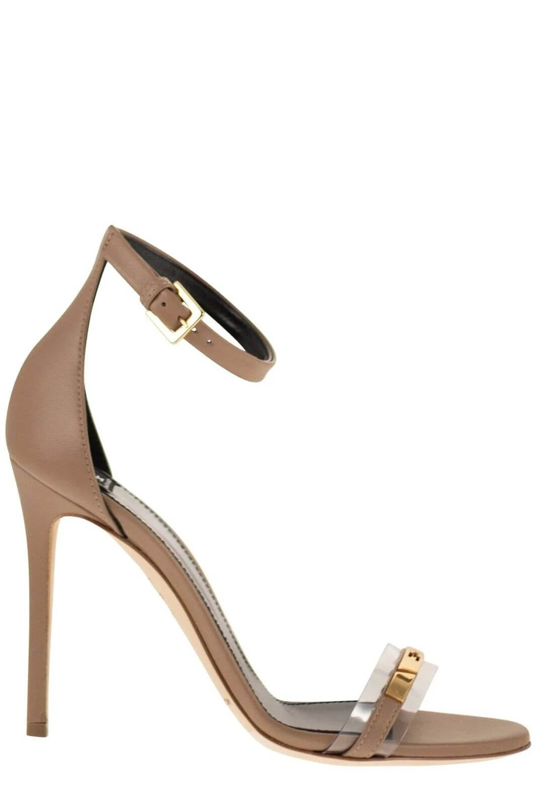 Leather sandal with transparent insert