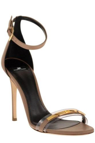 Leather sandal with transparent insert