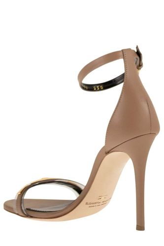 Leather sandal with transparent insert