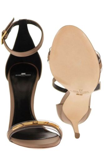 Leather sandal with transparent insert