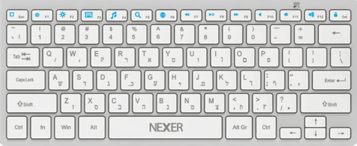 מקלדת בלוטות' לבנה NEXER K200BT עברית / אנגלית