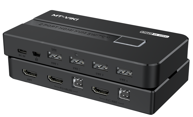 קופסת מיתוג KVM מ-4 מחשבים לעמדת עבודה אחת 4K 60hz HDMI + USB
