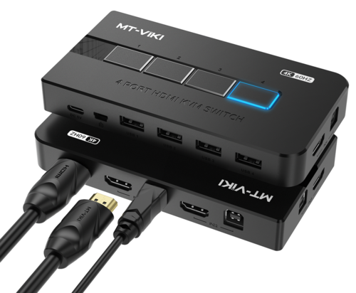 קופסת מיתוג KVM מ-4 מחשבים לעמדת עבודה אחת 4K 60hz HDMI + USB