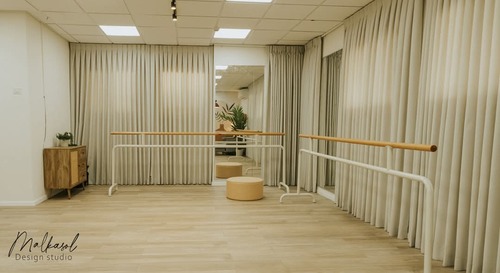בר נייד כפול ברזל ועץ Ballet / Fitness Barre