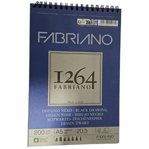 בלוק רישום 20 דפים שחורים 200 גר Fabriano 1264 A5